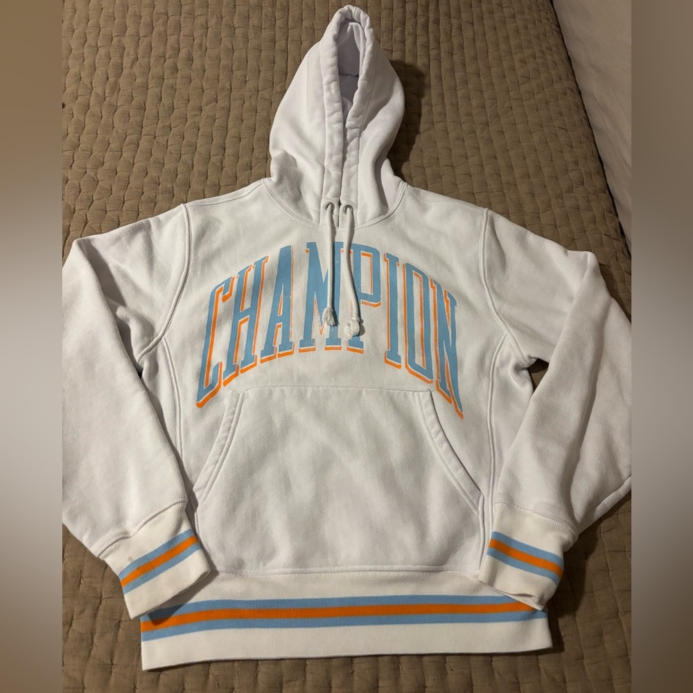 Champion Reverse Weave Spellout Logo Hoodie Size S